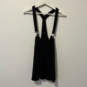 Black High Waisted Suspender Skirt